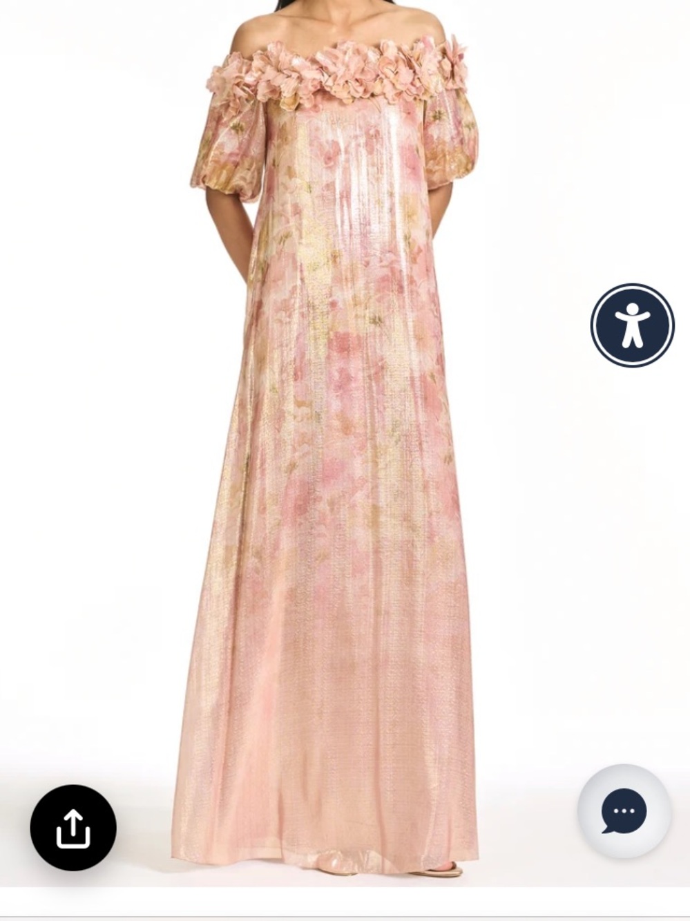 Sachin + Babi Blush Pink Floral Off-Shoulder Gown